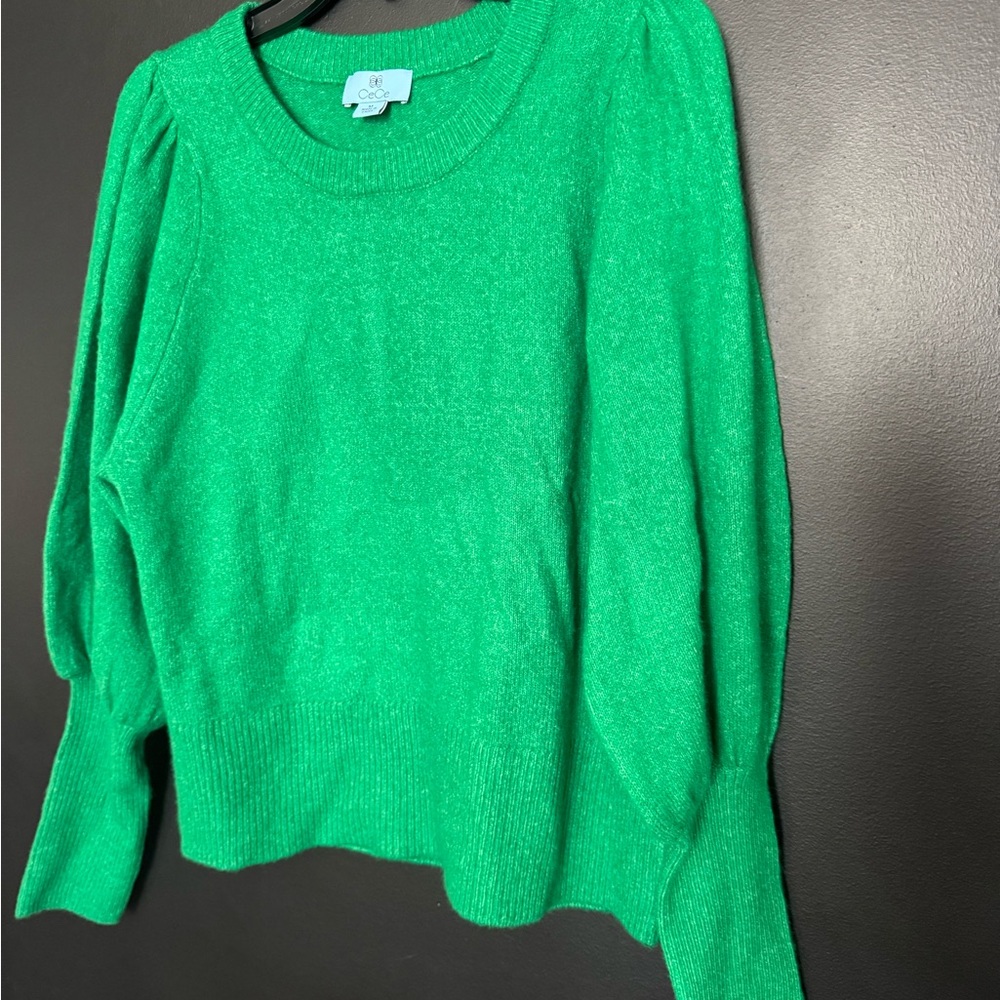 CeCe Vibrant Green Crew Neck Sweater